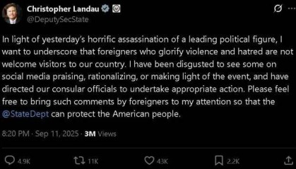 美高官警告：不许嘲笑，否则赶出美国！