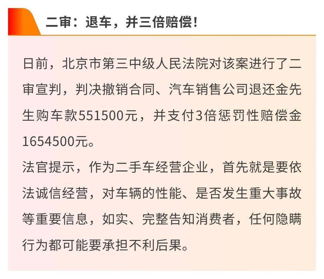退车，3倍赔偿1654500元！北京一车主胜诉！