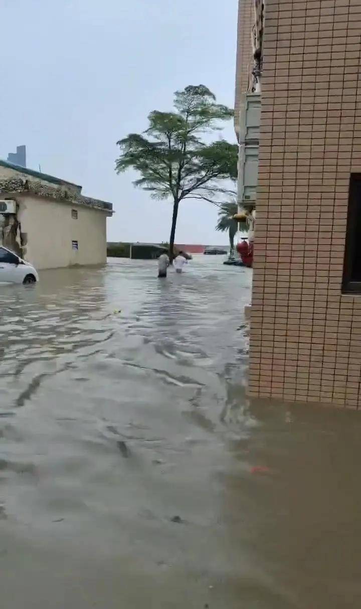 广东阳江一小镇遭海水倒灌，小区被淹一片汪洋，当地：天文大潮叠加台风“麦德姆”所致